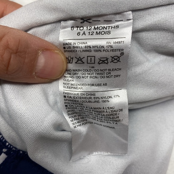 Janie & Jack Baby Girl Retro Stripe One Piece Swimwear in Red and Blue,size 6-12 - Picture 6 of 6